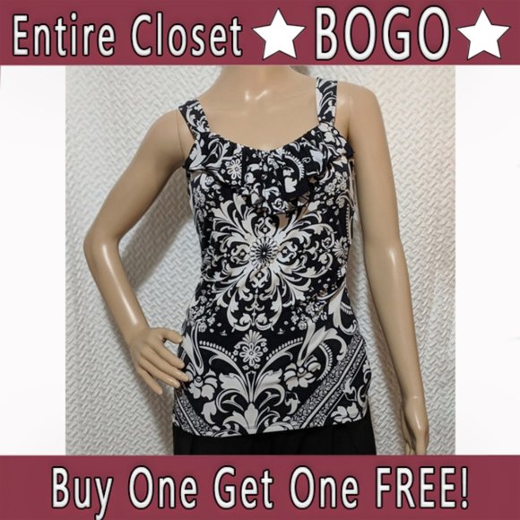 White House Black Market Tops - WHBM wide strap tank w/ ruffle 🛑Final Markdown🛑